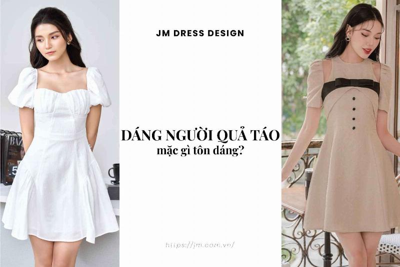 Áo dài học sinh cổ vuông dáng quả táo