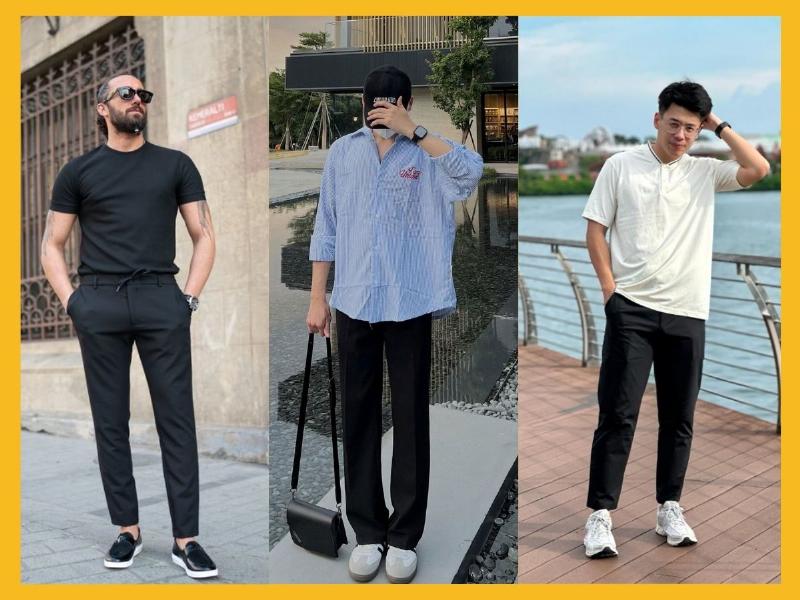Áo đen quần vàng năng động