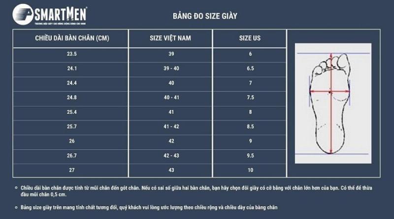 Bảng quy đổi size giày nữ quốc tế