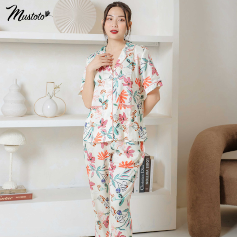 Đồ bộ lụa in họa tiết
