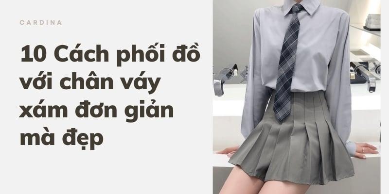 Váy xám phối với áo đỏ