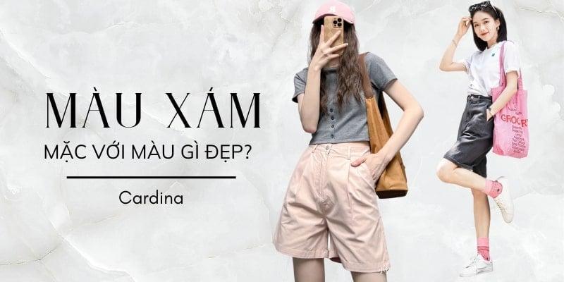 Áo xám phối với quần trắng